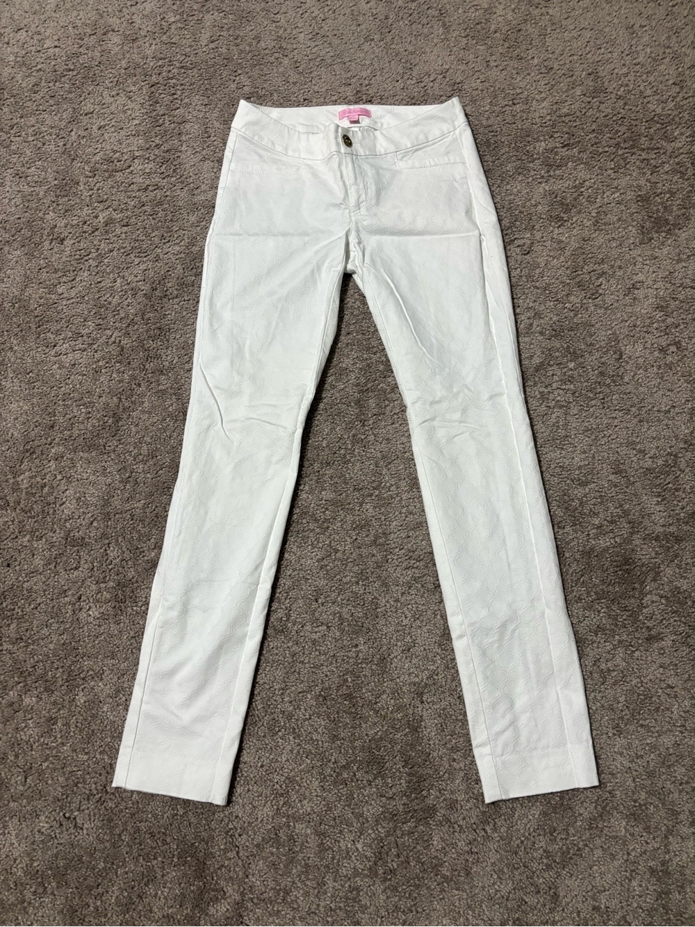 Lilly Pulitzer Kelly Skinny Ankle Pants size 00 Resort White Jacquard
